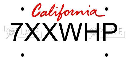 7XXWHP California License Plate