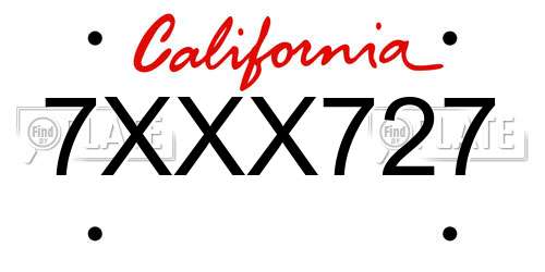 7XXX727 California License Plate