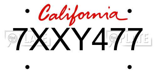 7XXY477 California License Plate
