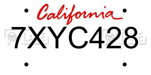 7XYC428 California License Plate