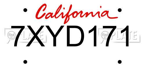 7XYD171 California License Plate