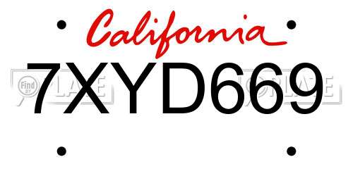 7XYD669 California License Plate