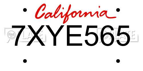 7XYE565 California License Plate
