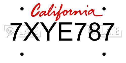 7XYE787 California License Plate