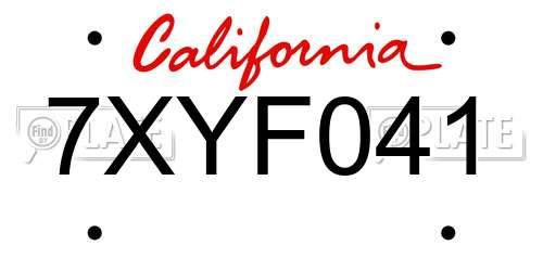 7XYF041 California License Plate