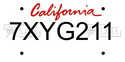 7XYG211 California License Plate