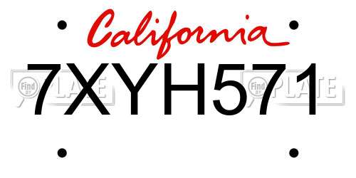 7XYH571 California License Plate