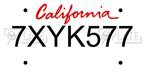 7XYK577 California License Plate