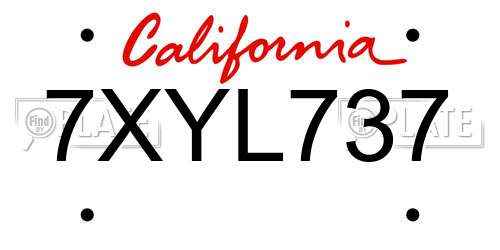 7XYL737 California License Plate