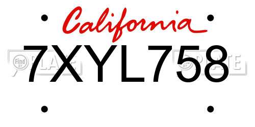 7XYL758 California License Plate