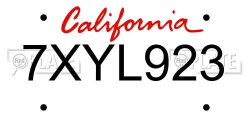 7XYL923 California License Plate