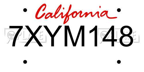 7XYM148 California License Plate