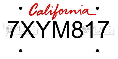 7XYM817 California License Plate