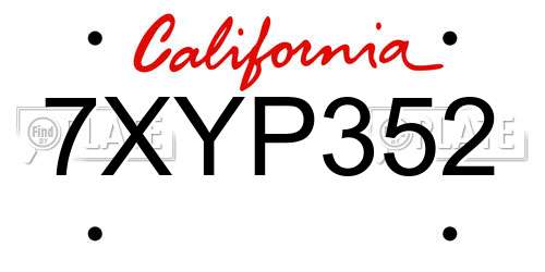 7XYP352 California License Plate
