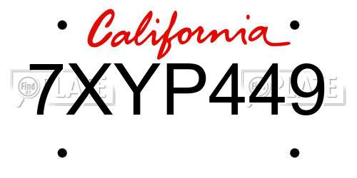 7XYP449 California License Plate