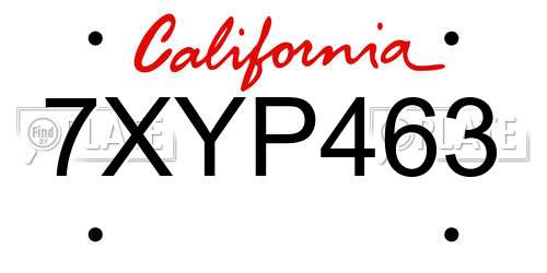 7XYP463 California License Plate