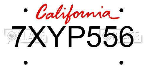7XYP556 California License Plate