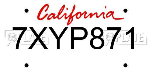7XYP871 California License Plate