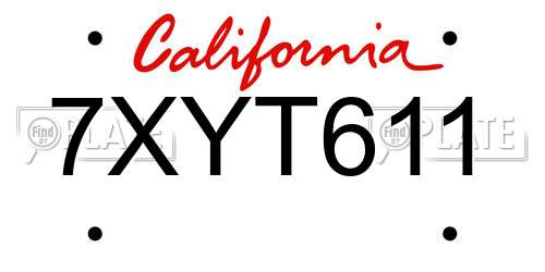 7XYT611 California License Plate