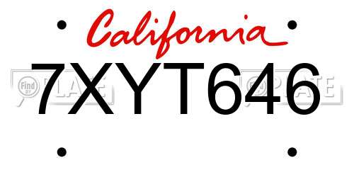 7XYT646 California License Plate