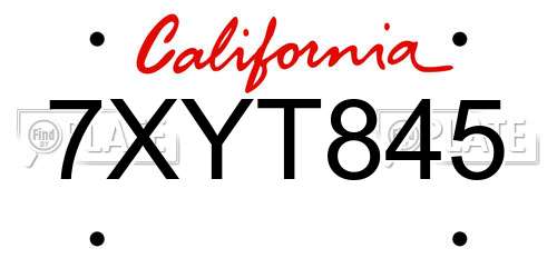 7XYT845 California License Plate