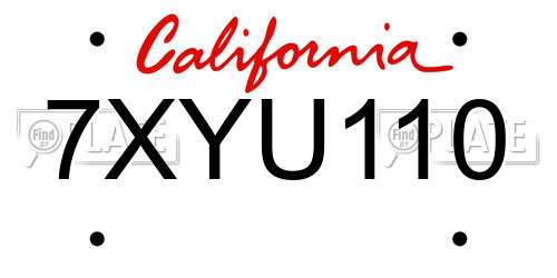 7XYU110 California License Plate
