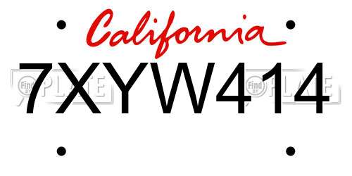 7XYW414 California License Plate