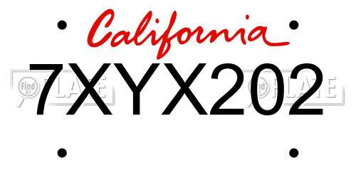 7XYX202 California License Plate