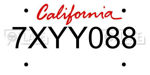 7XYY088 California License Plate