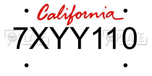 7XYY110 California License Plate