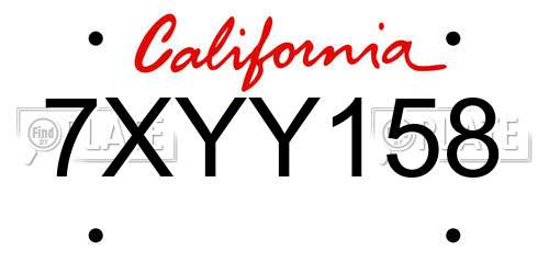 7XYY158 California License Plate