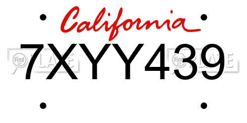 7XYY439 California License Plate