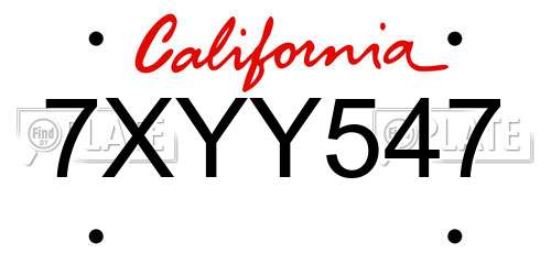 7XYY547 California License Plate