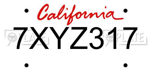 7XYZ317 California License Plate