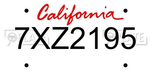 7XZ2195 California License Plate
