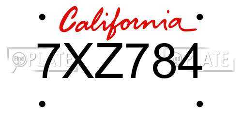 7XZ784 California License Plate