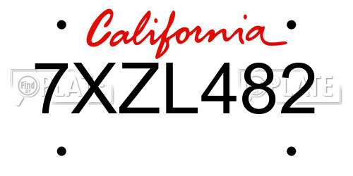 7XZL482 California License Plate
