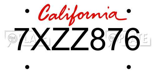 7XZZ876 California License Plate