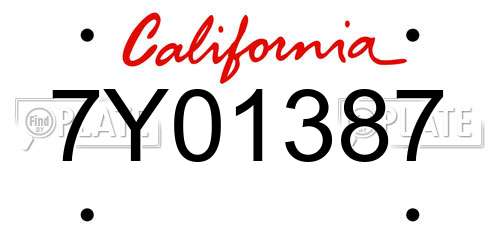 7Y01387 California License Plate