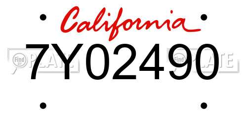 7Y02490 California License Plate