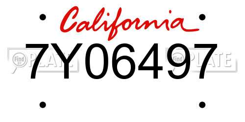 7Y06497 California License Plate