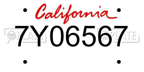 7Y06567 California License Plate
