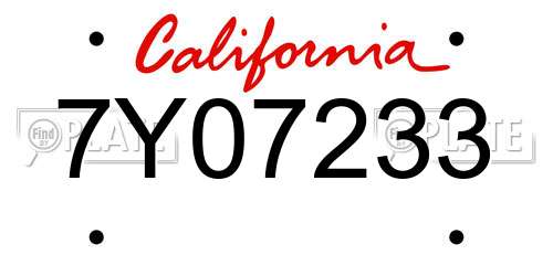 7Y07233 California License Plate