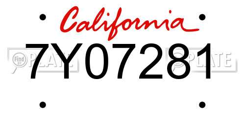 7Y07281 California License Plate