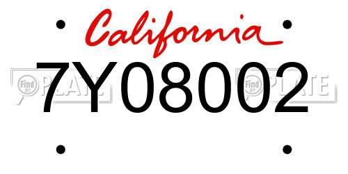 7Y08002 California License Plate