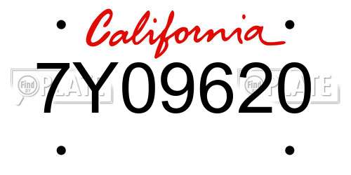 7Y09620 California License Plate