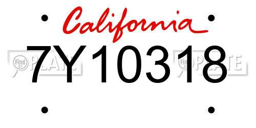 7Y10318 California License Plate