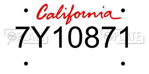 7Y10871 California License Plate