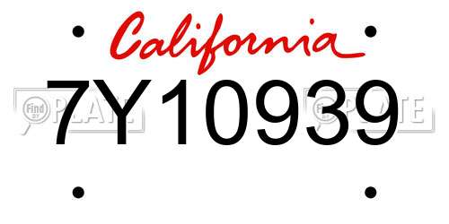 7Y10939 California License Plate