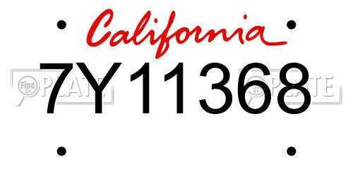 7Y11368 California License Plate